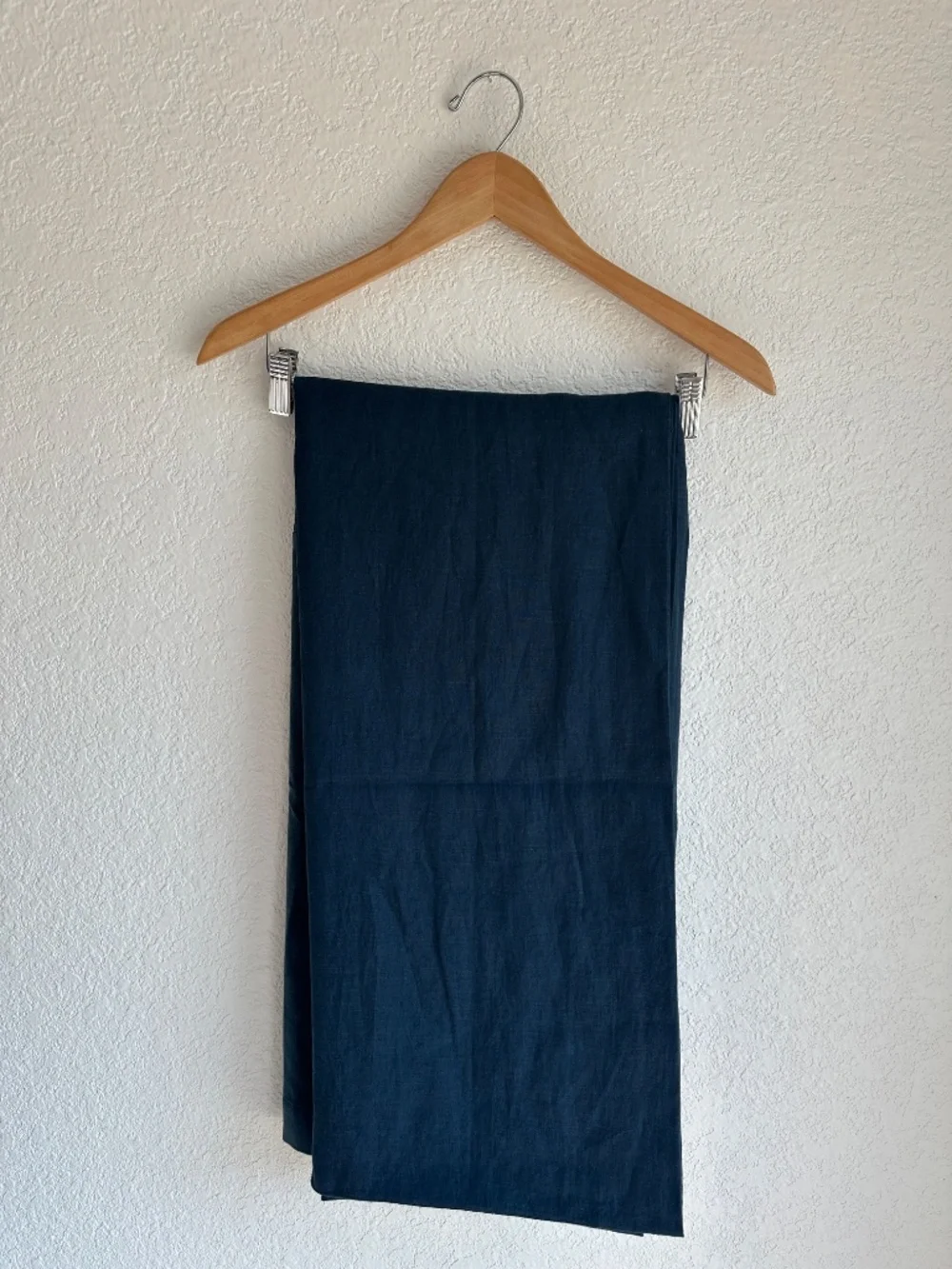 West Elm Navy Linen Velvet Colorblock Curtain Panel Rod Pocket 48 x 108